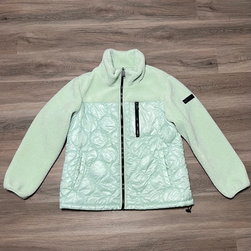 Kookaburra By Ugg Large Jacket Mint Green Quilted Puffer Mixed Media Fleece